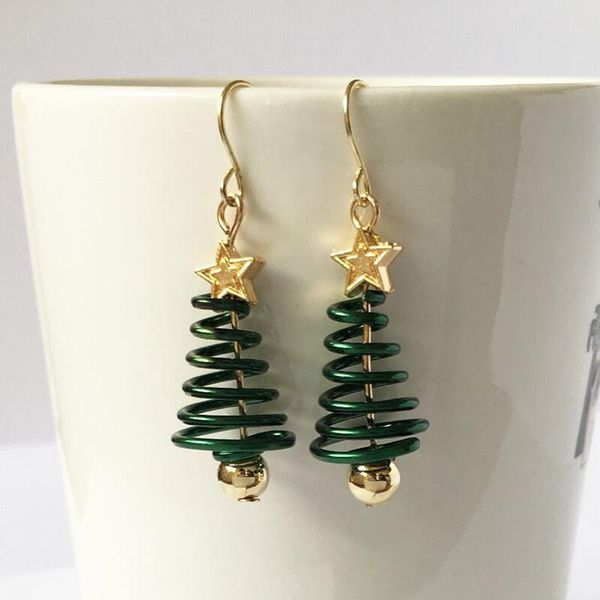 

dangle & chandelier creative personality spiral spring earrings christmas tree star jewelry girl gift, Silver