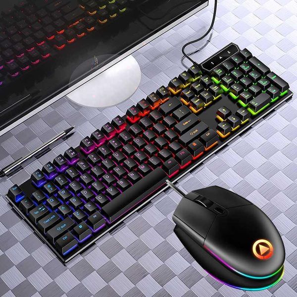 

office keyboard mouse sets rgb backlit mice 1600dpi wired 104 keys keyboard waterproof for notebook pc1