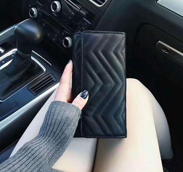 

classic humanoid pattern wallet women bag quilted leather rectangular covered wallets purses bags, Red;black