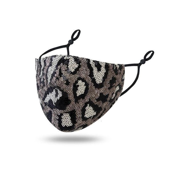 

factory7gilcycling leopard sequins fashion dustproof bling mouth masks designer washable reusable women face mask fy9240