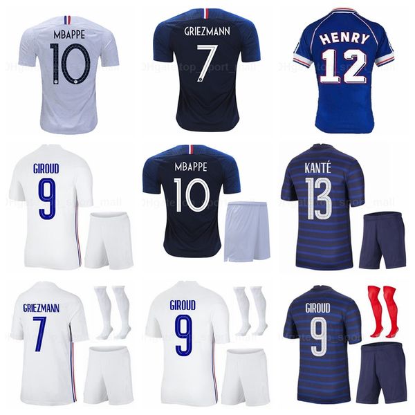 

national team men soccer jersey two 2 stars griezmann mbappe pogba giroud matuidi fekir lemar dembele kante football shirt kid kit f-g, Black;yellow