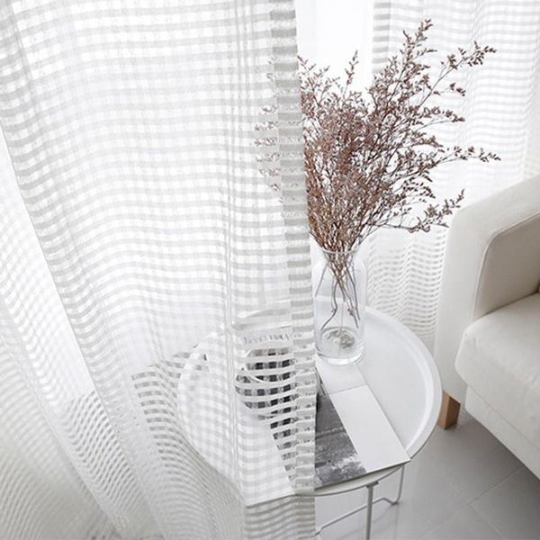 

gxi white warp knitted tulle curtains for living room nordic simple lattice sheer volie for kitchen balcony drapes m233-41