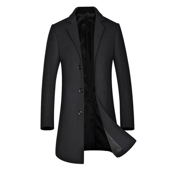 

new autumn winter trench coat men england style long woolen coat boutique slim fit windbreaker jacket men overcoat, Tan;black