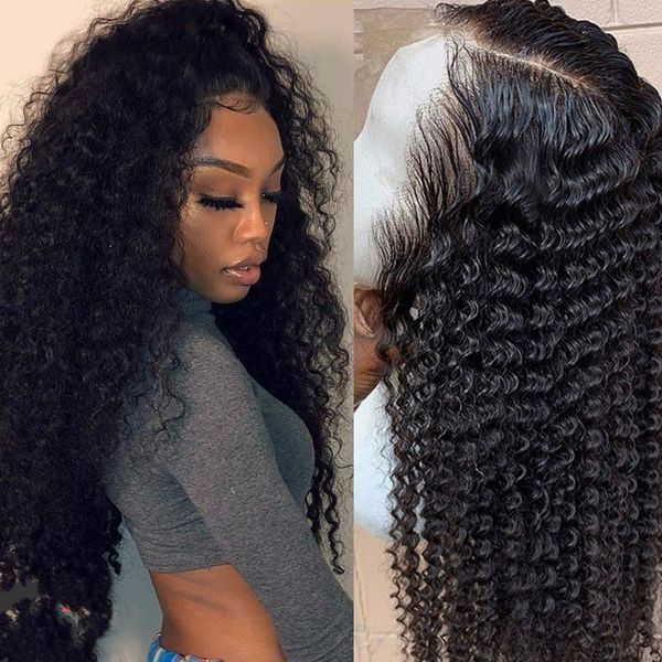 

brazilian kinky curly human hair wig preplucked 13*4 lace front human hair wigs with baby hair curly lace front wig, Black;brown