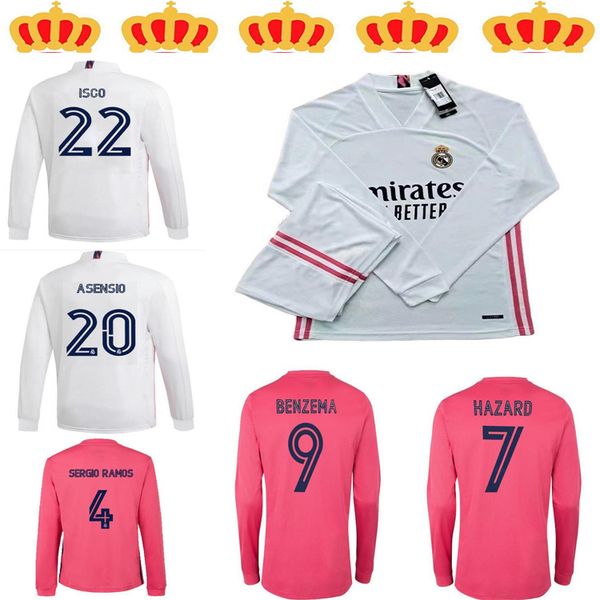 

горячая распродажа 20 21long рукав реал мадрид футбол джерси 2020 2021 спортивная футбольная рубашка, Black;yellow