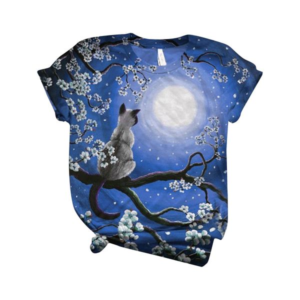 

fashion women's summer printed short sleeve crew-neck t-shirt casual tee aesthetic ropa mujer femme t-shirts 2021 new, White