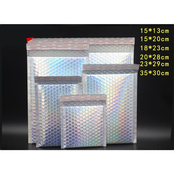 

10pcs laser rainbow mailers mailing envelope bags waterproof courier bubble mailers laser silver padded envel jllsby