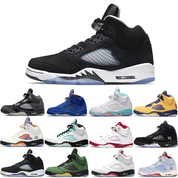 

basketball shoes 5s for men 3 space jam oreo metallic silver laney royal international flight ice fire red wings what the white stealth new, White;red