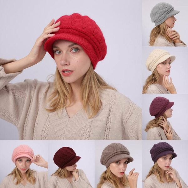 

berets women winter warm knit crochet slouch baggy beanie hat ski cap beret, Blue;gray