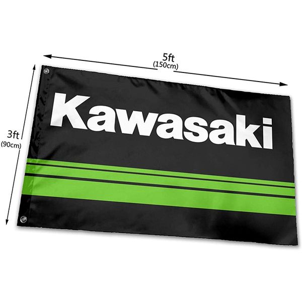 Ka-wasa-ki Rennflaggen 3 x 5, günstige Werbung zum Aufhängen, 100D-Polyester-Stoff, digital bedruckt, zum Aufhängen, kostenloser Versand