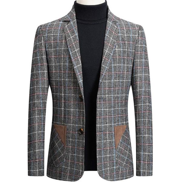 

spring blazer men business casual plaid men suit jackets slim fit trend blazer jacket male outerwear terno masculino, White;black