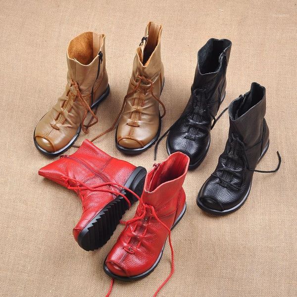 

boots tilocow platform genuine leather women's keep warm women autumn&winter shoes woman front zip ankle riding zapatos mujer1, Black
