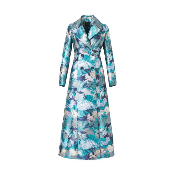 

spring good quality luxury fashion printed coat double breasted long jacket women yibc, Tan;black