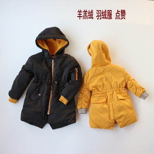 

3-10 years old boys and girls new winter wear thickened medium length children's korean lamb down jacket, Blue;gray