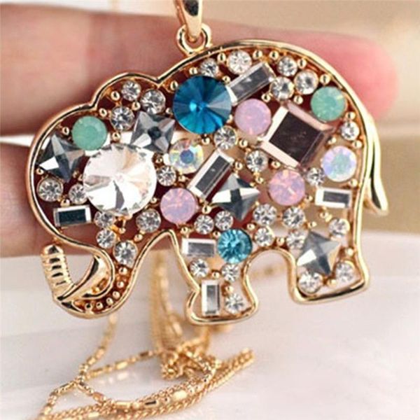 

long chain 70 cm fashion jewelry crystal necklace for women lucky lovely elephant long sweater necklace pendant necklaces, Silver