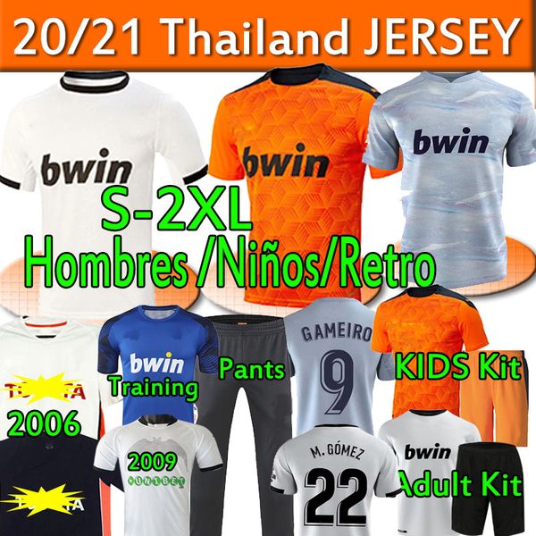 

2020 2021 valencia camisetas de fútbol retro 2006 09 soccer jerseys guedes gameiro m.gómez men kids kit training pants football shirts, Black;yellow