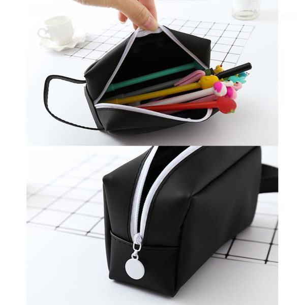 

portable cartoon pencil case storage bag with zipper big capacity pen bag holder makeup pouch stationery organizer for office1