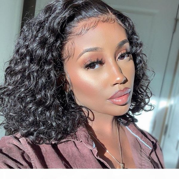 

curly bob lace front wigs 150 desnity pixie cut wig short curly human hair wig remy brazilian natural curly short wigs, Black;brown