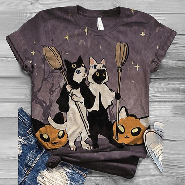 

s-5xl t shirt women harajuku tshirt plus size short sleeve anime cat printed o-neck t-shirt women 2020 camisetas mujer, White