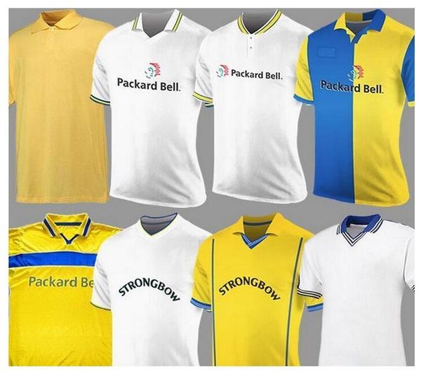 

1997 1998 1999 leeds united retro soccer jerseys vintage home white lufc 2000 2002 vintage classic soccer shirts football kits uniforms, Black;yellow