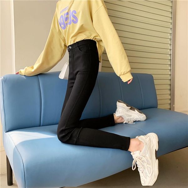 

women's pants & capris women small feet wild black high waist slim winter warm plush lady tight pencil long straight stretch trousers, Black;white