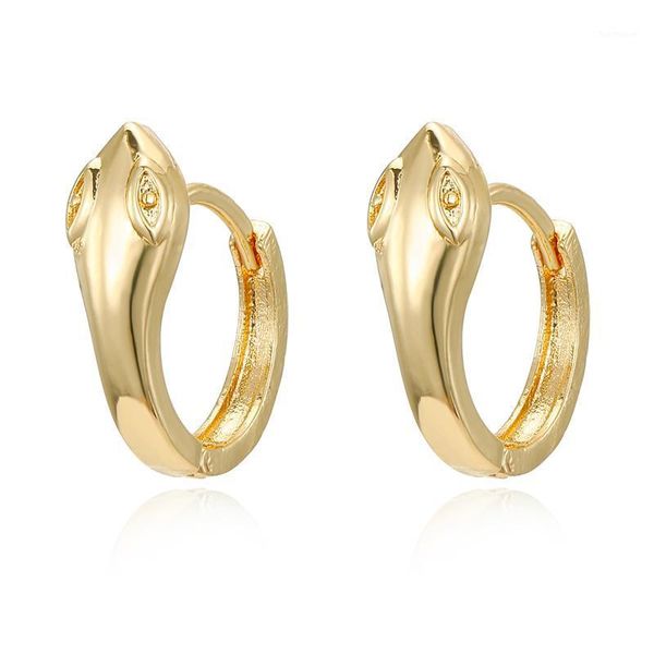 

dayoff european gold silver color cute snake huggies hoop earrings punk animal mini round earrings for women jewelry e7371, Golden;silver