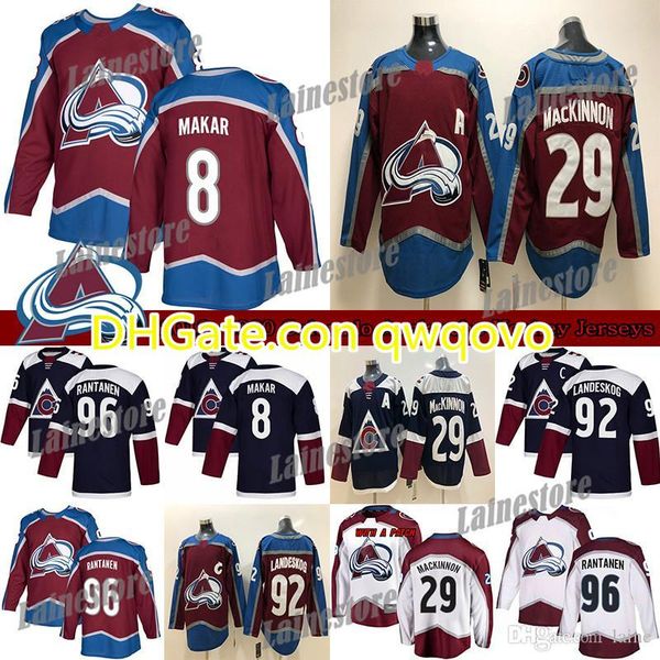 

colorado avalanche jersey 8 cale makar 29 nathan mackinnon 96 mikko rantanen 92 gabriel landeskog hockey jerseys, Black;red