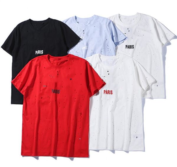 

2022 summer new men's t-shirts mens women's short sleeves pure cotton classic brand hole t-shirt polos, White;black