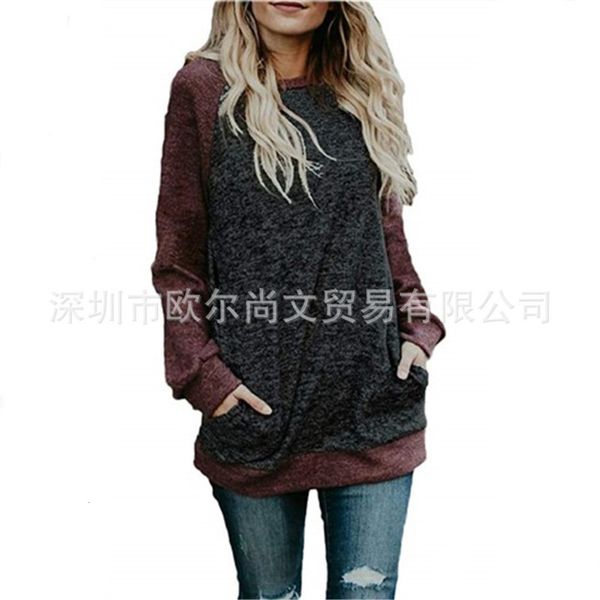 

line t-shirt 2020 sweater new color five matching pullover long sleeve face value for women, Black;gray