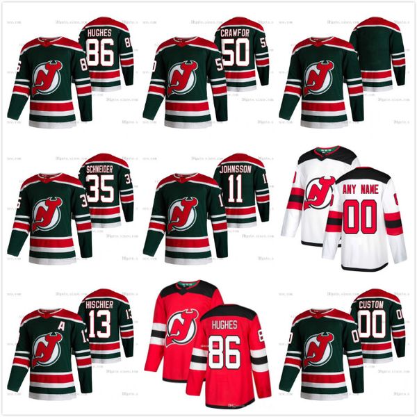 

new jersey devils 2021 reverse retro custom jack hughes corey crawford pk subban nico hischier wayne simmonds cory schneider brodeur jerseys, Black;red