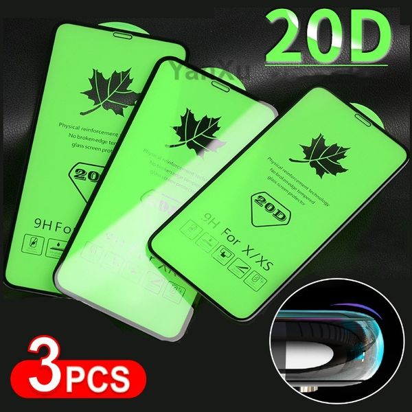 

3pcs 20d protective tempered glass for iphone 12 mini 11 pro x xs max xr 8 7 6s plus se 2020 screen protector film