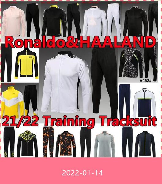 

21/22 ronaldo survetement soccer tracksuits haaland reus neongelb training suit 2021 2022 kean dybala morata chiesa mckennie locatelli joggi, Black