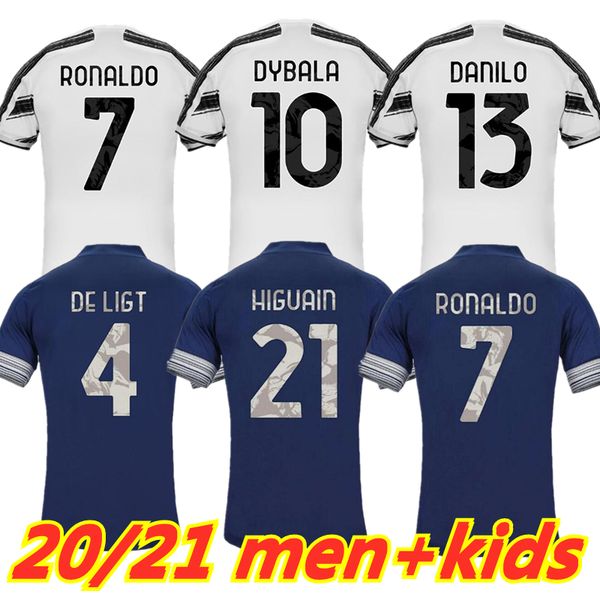 

2021 season soccer jersey fans player version ronaldo dybala morata de ligt football shirt 2020 2021 juve men + kids kit, Black