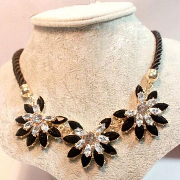 

chokers brilliant weave flower decoration choker necklace for women rhinestone wedding jewelry rope collares, Golden;silver