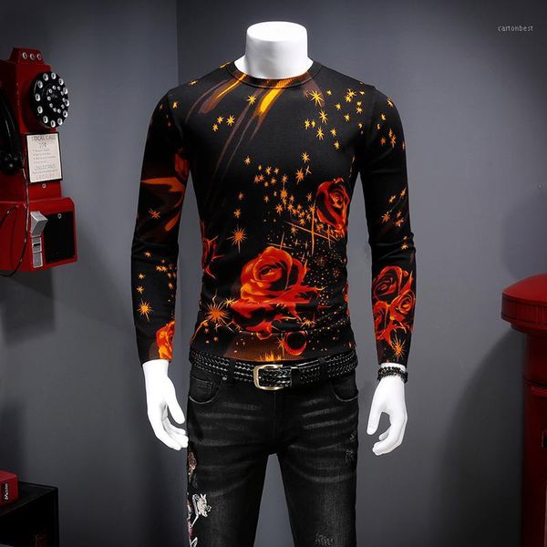 

men's sweaters creative 3d floral pattern printing fashion pullover knit sweater autumn 2021 high-quality cotton&modal soft men -xxxl1, White;black
