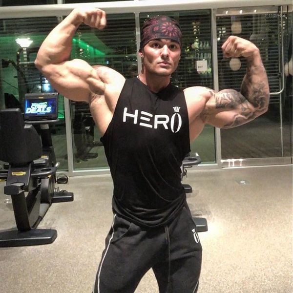 

2019 new design men' summer gyms fitness casual cotton o-neck men tank brand gyms sleeveless bodybuilding tank 1, White;black