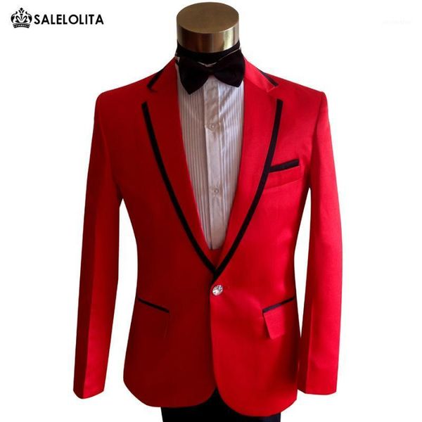 

plus size red korean slim men wedding party suit white pattern singer performance suit & blazer s-3xl1, White;black