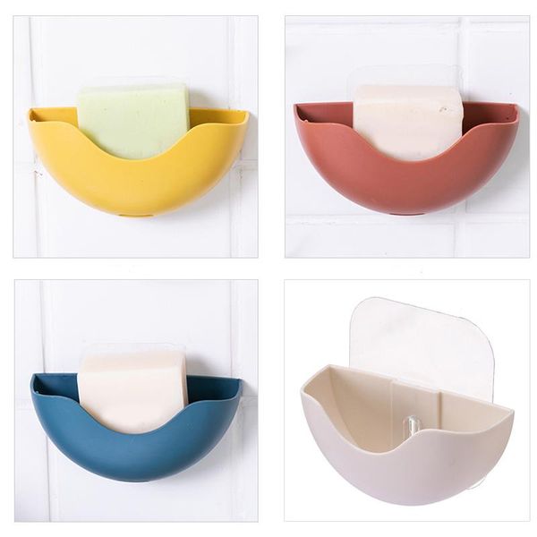 

drain soap box nail-hanging soap dish holder rack semicircle wall mount bathrooms pp tray container storage organizer case q bbytel