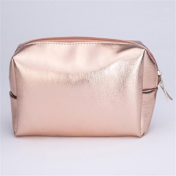 

women cosmetic bag pink gold makeup bag zipper make up handbag organizer storage case pouches toiletry wash beauty box1