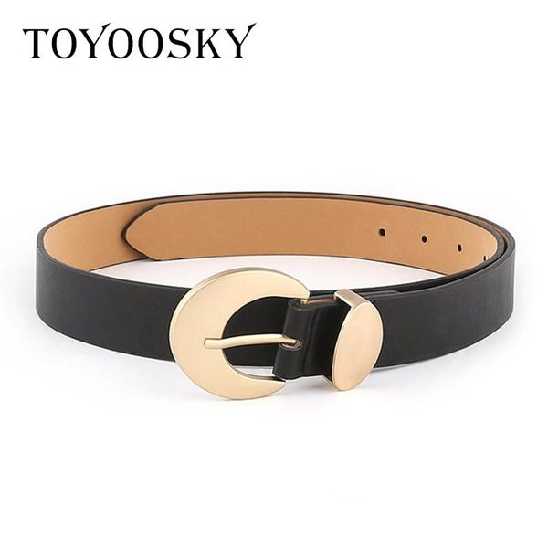 

toyoosky designers women belts pu leather metal pin buckle thin belts for jeans dress all-match for female cinturon mujer, Black;brown