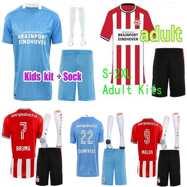 

psv eindhoven 20 21 football shirt 20 21 malen camisa de futebol ihattaren dumfries gakpo bruma rammers men's children's set + soc, Black