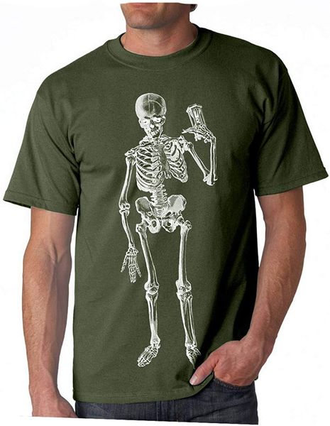 

men's comfort hourglass memento cotton skeleton short sleeve crew neck t-shirts man fashion novel casual sportswear tees wholesale, White;black