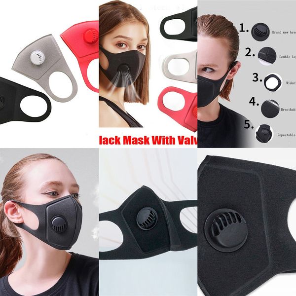 

valve mask black factoryv8s4with pm2.5 anti breathing dust filters protective face mouth cotton masks respirator washable