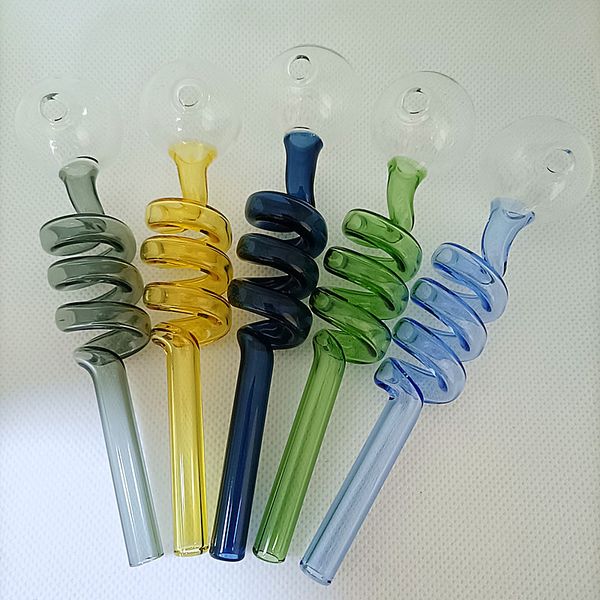 Pipa per bruciatore a nafta in vetro 140mm Narghilè Curva Manico per fumo colorato Tubi Bong Nail Burning Rig