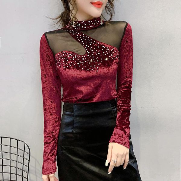 

women's t-shirt poleras mujer 2021 punk rock t-shirts female rhinestone autumn diamond tshirt tees t shirt vetement femme clothes, White