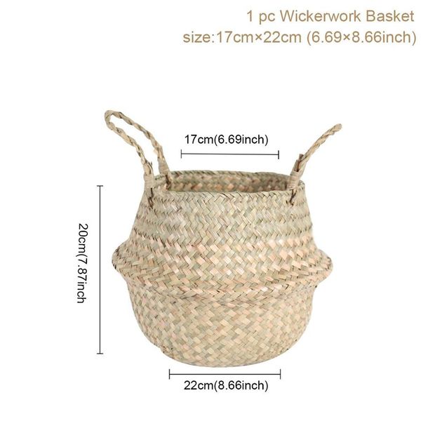 

straw foldable storage basket home organization hanging rattan flower basket handmade wicker plant pot home garden decorative wmtdai