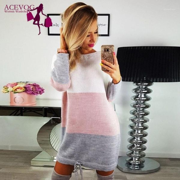 

women fashion round neck long sleeve contrast color winter, autumn casual patchwork dress1, Black;gray