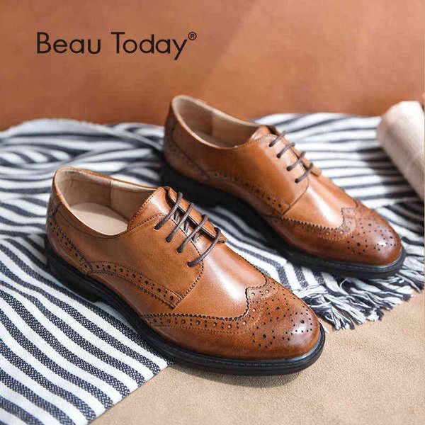 Elbise Ayakkabı Beautoday Hakiki İnek Deri Brogue El Yapımı Dantel-up Wingtip Yuvarlak Ayak Ağda Balfskin En Kaliteli Marka 21086 2 9