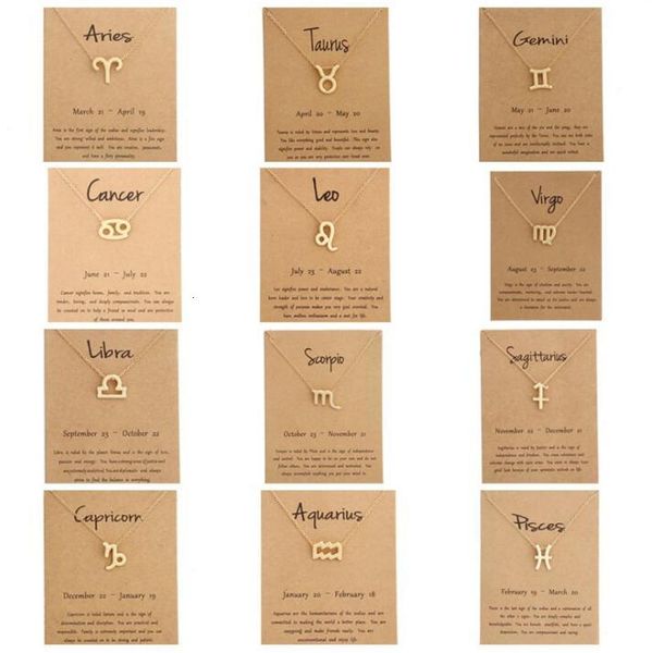 

gift 12 card zodiac necklaces constellation with sign pendant gold chains necklace for men women fashion jewelry in b1v5