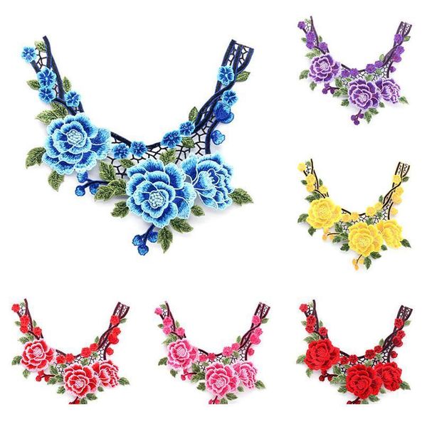 

7 colors optional embroidered fabric rose flower venise lace applique sewing lace collar neckline collar applique a sqchll